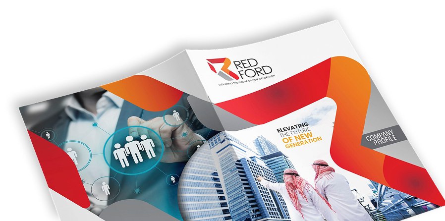 Open corporate brochure and brand collateral mockup