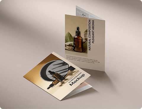 Brochure design mockup — dark folded brochure