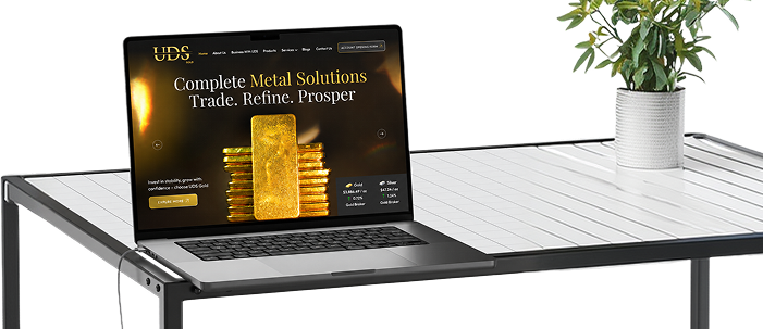 Custom CMS website mockup on a laptop with plant