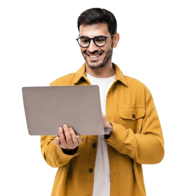 Branex WordPress specialist with a laptop